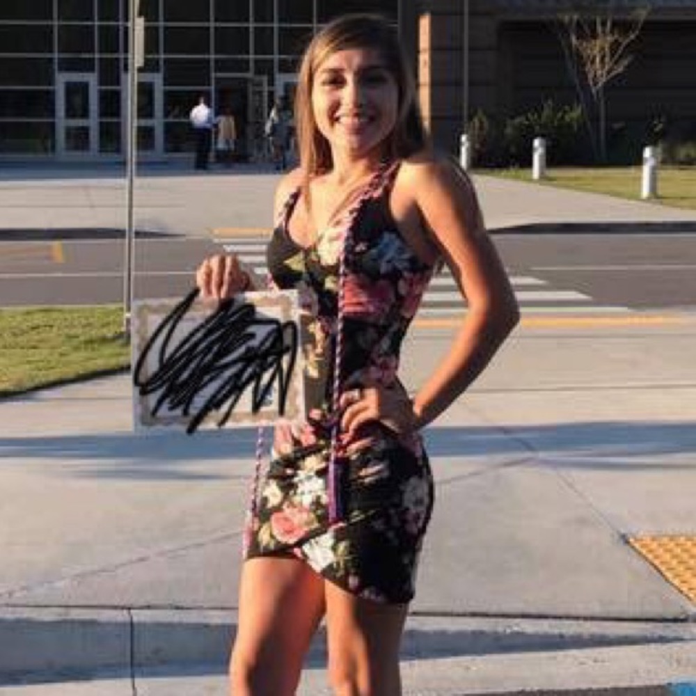 Very fitted short floral dress